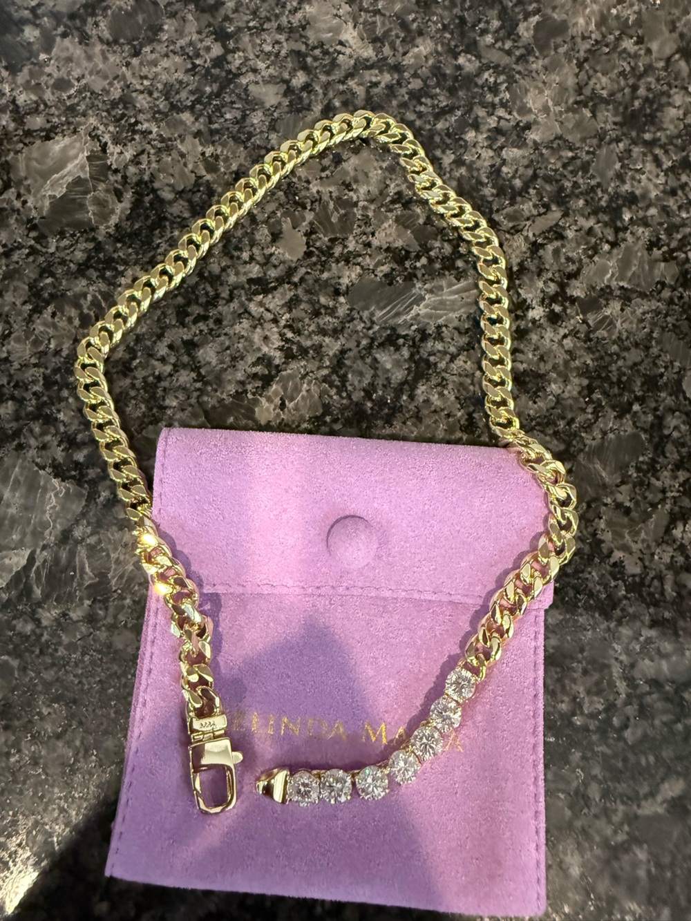 NEW Melinda Maria Julian Loves Diamonds Necklace 16" - Gold|White Diamondettes
